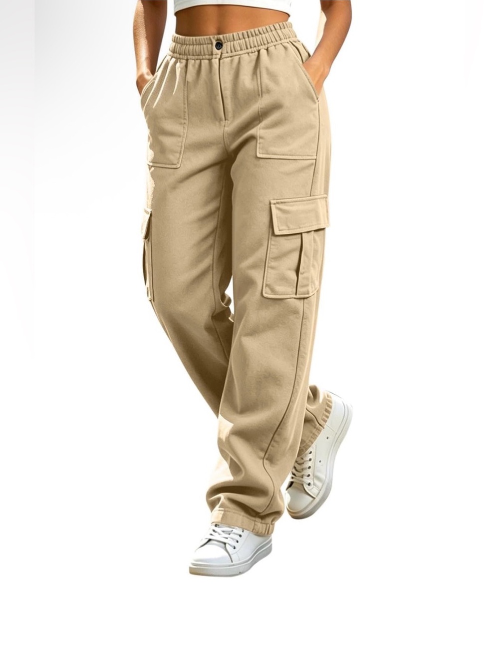 Women’s Cargo Pants in Khaki - Relaxed Fit